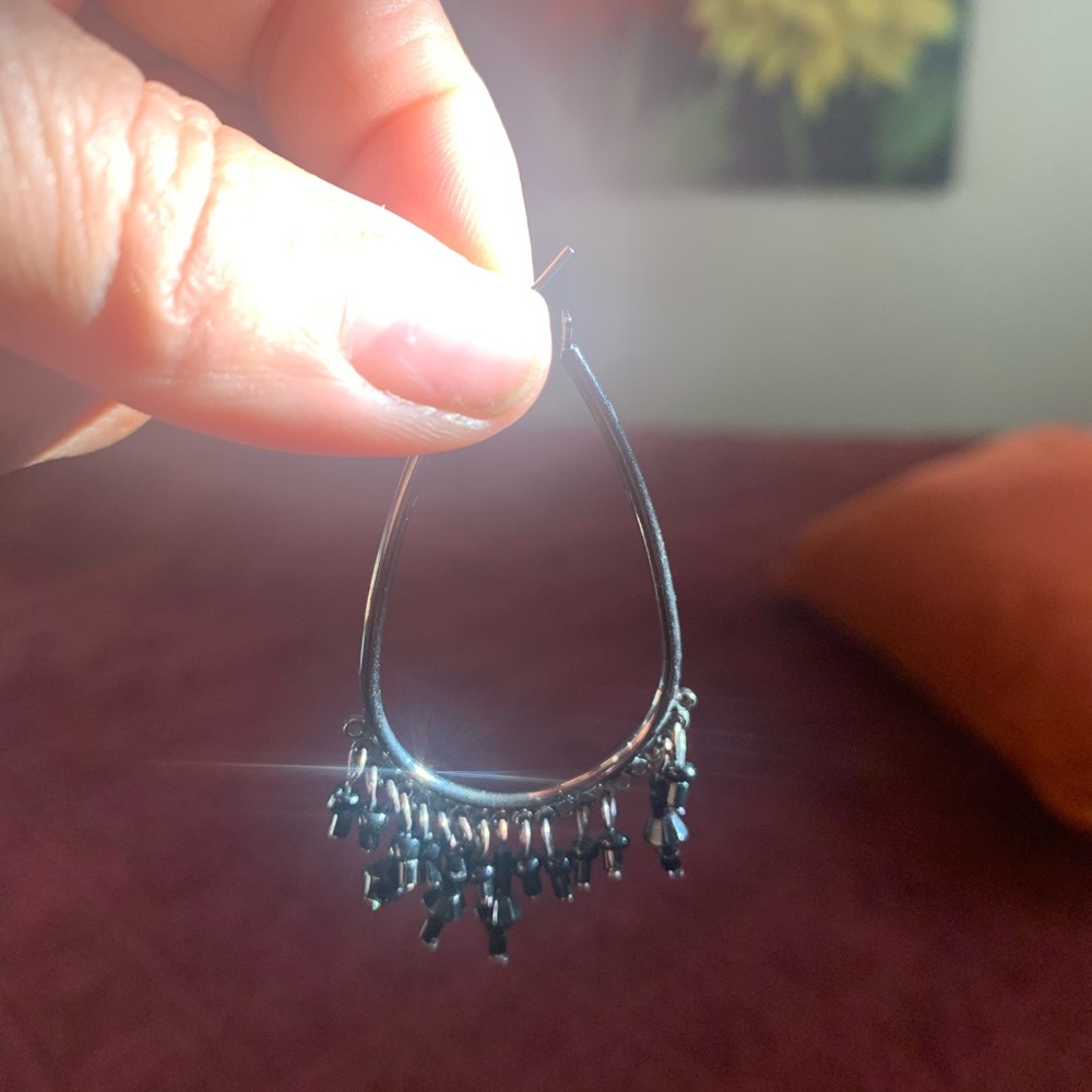 Silver with black tassel earrings - Picture 4 of 4